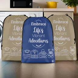 Aura Brown & Blue 3 Pieces Printed Water Resistant Laundry Bags-28