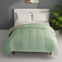 BIANCA Olive Green & Beige Microfiber AC Room Double Bed Comforter-23