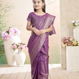 Aarika Girls Woven Design Zari Pure Silk Kanjeevaram Saree-picture-12