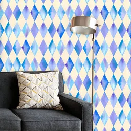 ArtzFolio Printed UV-Resistant Anti-Bacterial Blue Geometric Pattern Peel & Stick Wallpaper-11