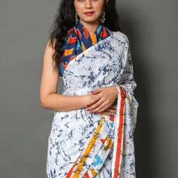Pinkcity Trade World Tie and Dye Dyed Pure Cotton Block Print Saree-34