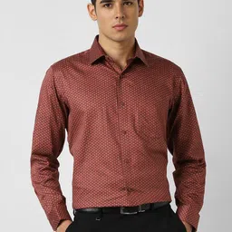 Van Heusen Micro Ditsy Printed Spread Collar Pure Cotton Slim Fit Formal Shirt-picture-6