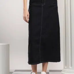 Stylecast X Kotty Denim A-Line Maxi Skirt-image-91