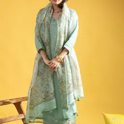 Fashion Basket Women Floral Embroidered Kurta with Trousers & Dupatta-picture-51