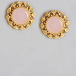 Anouk Gold-Plated Artificial Stones Studded Circular Studs image 2