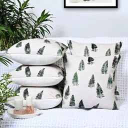 ANWYN Beige & Green Set of 5 Ethnic Motifs Square Cushion Covers-28