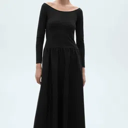 MANGO Off-Shoulder Fit & Flare Midi Dress-image-57
