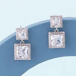 Kushal's Fashion Jewellery Rhodium-Plated Zircon Studded Party Classic Drop Earrings-image-35