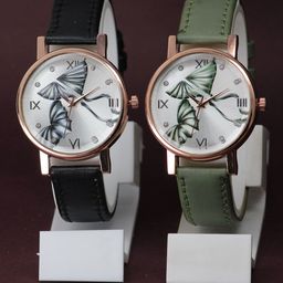 VIRAKTI Women Set of 2 Printed Dial & Leather Straps Analogue Watch M.F-78-BLACK-GREEN-image-10