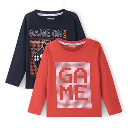 Honeyhap Boys 2 Striped Henley Neck Applique T-shirt-image-66