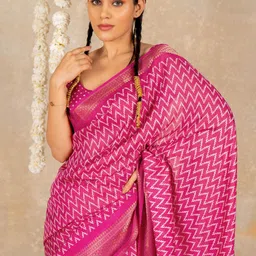 KALINI Printed Zari Leheriya Saree-image-93