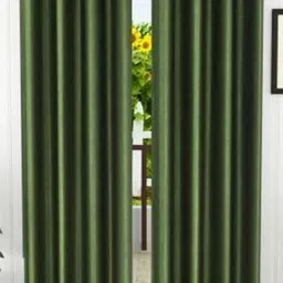 270 cm (9 ft) Polyester Semi Transparent Long Door Curtain (Pack Of 2) (Plain, Dark Green)-image-54
