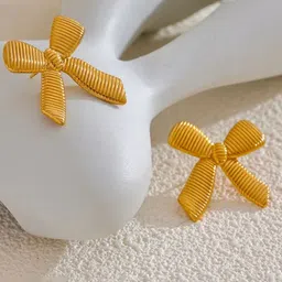 Estailo fashion Stainless Steel Gold-Plated Bow Shaped Studs-55