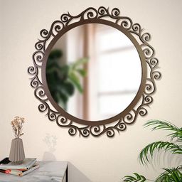 Ekhasa Brown & Transparent Wooden Decor Wooden Wall Mirror-image-38