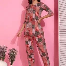 Moda Rapido Printed Round Neck Top With Trousers Co-Ords-image-96