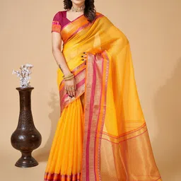 AMRUTKALA SAREES Checked Zari Saree-image-79
