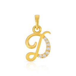BHIMA 22K BIS Hallmark 916 Purity Yellow Gold Alphabet D Pendant-image-32