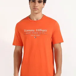 Tommy Hilfiger Men Typography Printed Round Neck Cotton T-shirt-image-99