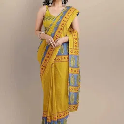 Lovwear Yellow Pure Cotton Sarees-picture-18