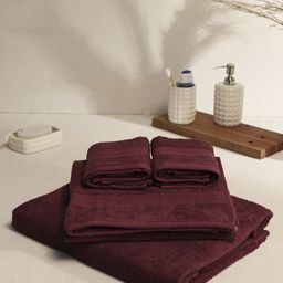 Monte Carlo Maroon 4 Pieces Pure Cotton 380 GSM Bath Towels-image-58