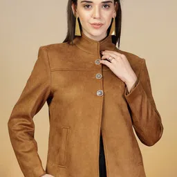 Thirty Threads Mock Collar Single-Breasted Short Overcoat-picture-49