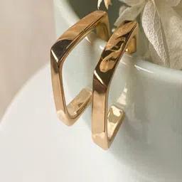 TEULRIP Gold Plated Square Shaped Half Hoop Earrings-38