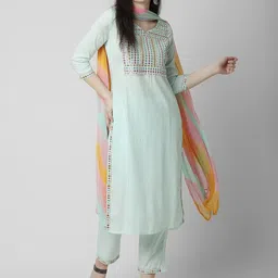 Oash Women Ethnic Motifs Embroidered Regular Mirror Work Kurta with Harem Pants & Dupatta-11
