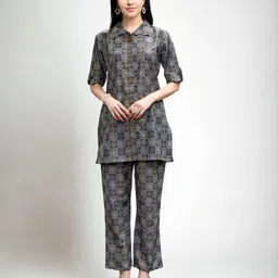 Moda Rapido Printed Shirt Collar Shirt With Trousers Co-Ords-picture-11
