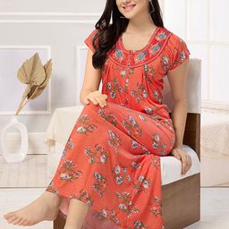 UDHATIKRAMAN Embroidered Maxi Nightdress-image-85