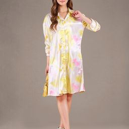 ChicFlickWomen Tie and Dye Print Satin Shirt Dress-image-55