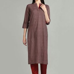 Fourleaf Floral Printed Three-Quarter Sleeves Pure Cotton Straight Kurta-31