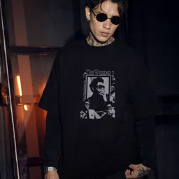 Stitchmeashirt Typography Printed Drop Shoulder Sleeves Activchill Cotton Oversized Tshirt-image-54