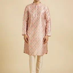 Manyavar Floral Printed Mandarin Collar Straight Kurta With Trousers-image-18