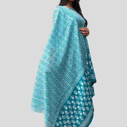 Artisan Glory Women Floral Printed Regular Pure Cotton Kurta with Trousers & With Dupatta-picture-14