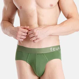 FCUK Men Solid Cotton Mid Rise Hipster Brief PARKROYAL-BGARDEN GREENL-GARDEN GREEN-41