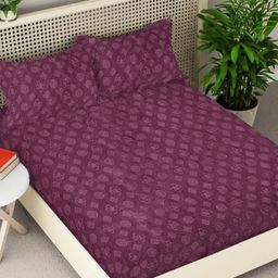 Myntra Elegant Homes Burgundy Printed Woollen 300 TC King Bedsheet Set 2.5 m x 2.25 m-image-52