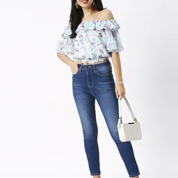 Noia Floral Printed Off-Shoulder Georgette Top-image-7
