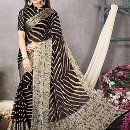 HERE&NOW Leheriya Pure Chiffon Saree-picture-8