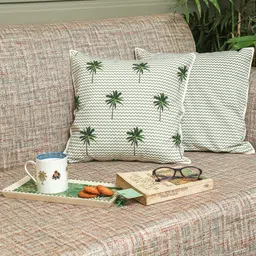 Sangria Set of 2 Tropical Jungle Printed Square Cushion Covers-picture-31