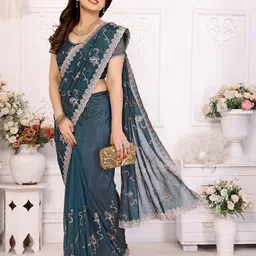Moda Rapido Floral Embroidered Pure Chiffon Saree-image-35