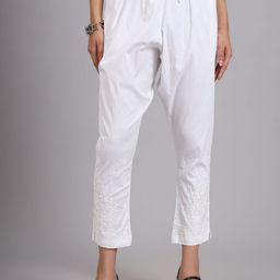 The Chikan Label Women Ethnic Motifs Embroidered Relaxed Straight Leg Straight Fit Trousers-picture-31