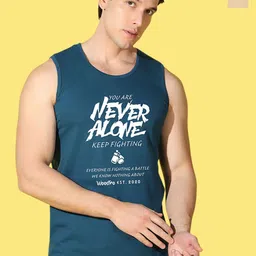 WOOSTRO Pack Of 2 Printed Combed Cotton Gym Vests VWS26(HARD RUST)(ALONE PEACOCK)-39