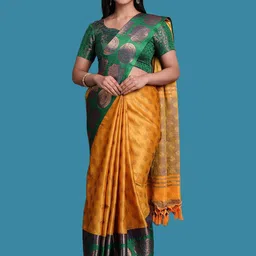 yourwish Embellished Zari Silk Cotton Gadwal Saree-image-84