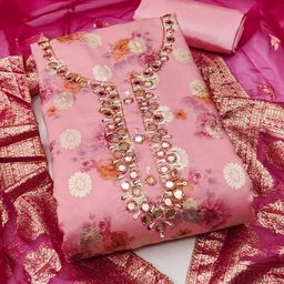SAINOOR Embellished Semi-Stitched Dress Material-image-74
