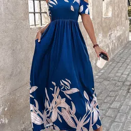 JC Mode Floral Print Shoulder Straps Fit & Flare Maxi Dress-image-25
