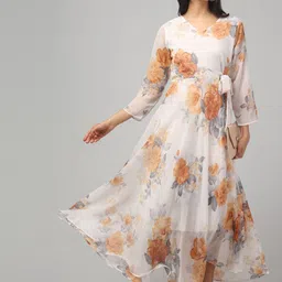clobug Women Floral Print V-Neck Maxi Dress-image-71