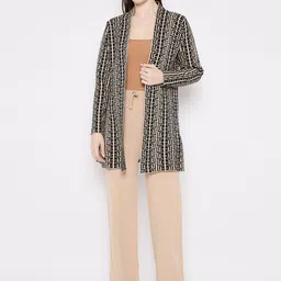 Camey Acrylic Printed Open Front Shrug With Palazzos-9
