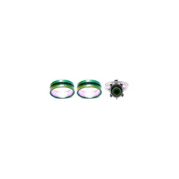 Dynamic Retail Global Set of 3 Rings for Men & Women, Multicolor-Green Alloy Ring ()-11