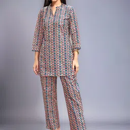 Moda Rapido Printed Top With Trouser Co-Ords-image-4