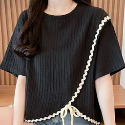StyleCast x Revolte Self Design Embroidered Drop-Shoulder Sleeves Relaxed Fit T-shirt-picture-5